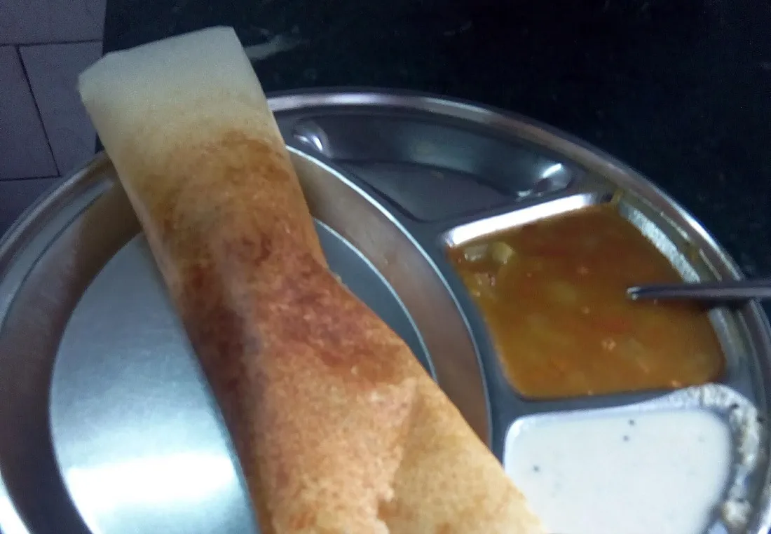 A plate of South Indian Masala Dosa